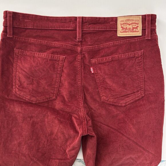 Levis 725 High Rise Bootcut Corduroy Pants Women Sz 32 Preppy 90s Red Wine Color - Picture 5 of 11